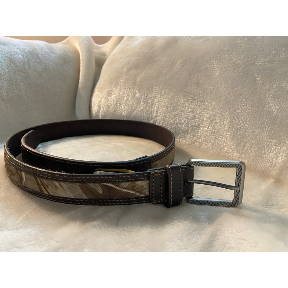 Candela's Belt Size 32 Dark Brown With Cameo Cloth In Center